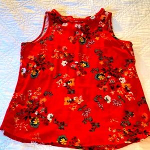 LOFT SZ MP- red floral tank shirt